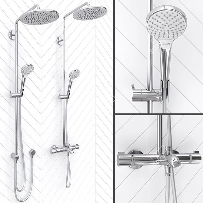 HANSGROHE Croma Select S 280: Luxury Shower System 3D model image 1