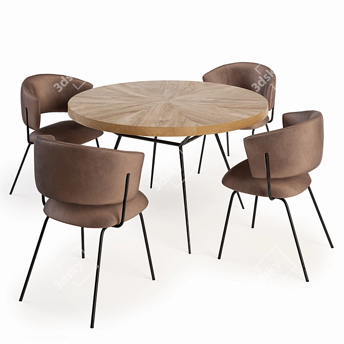 Modern Dining Set: Portello Chair & Frank Table 3D model image 1