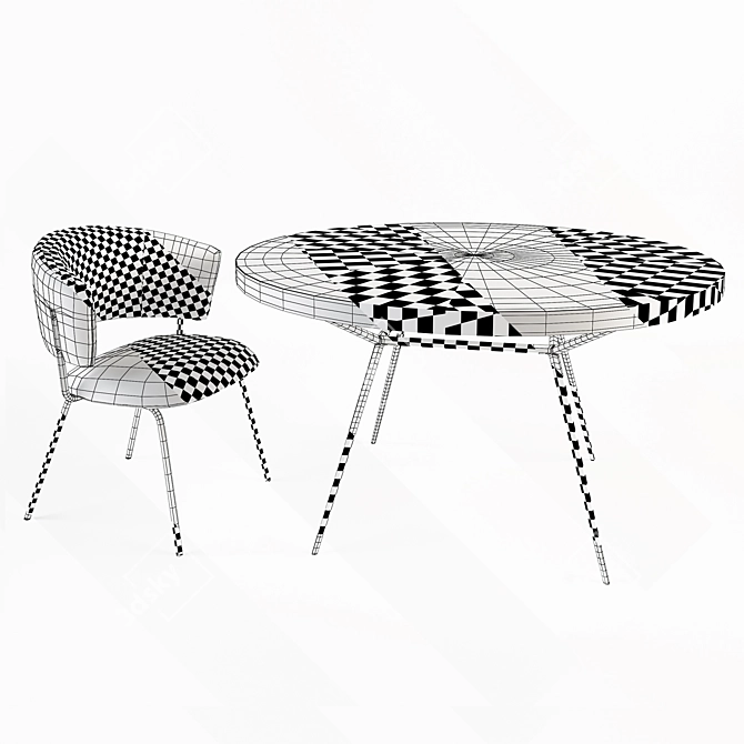 Modern Dining Set: Portello Chair & Frank Table 3D model image 3