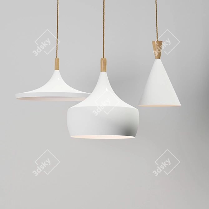 Modern Pendant Light with 3 LEDs 3D model image 1