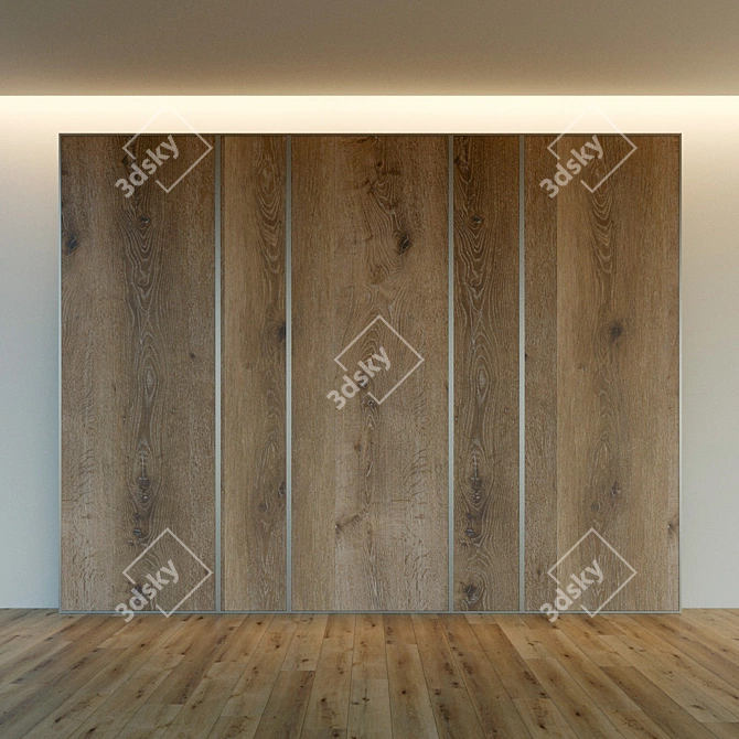 3D Wood Panel with Metal Moldings 3D model image 3