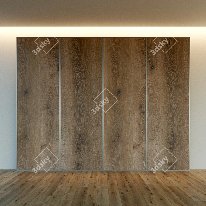 Title: Elegant Wood Wall Panel 3D model image 3