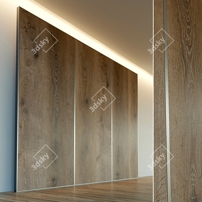 Elegant Wood 3D Wall Panel 3D model image 1