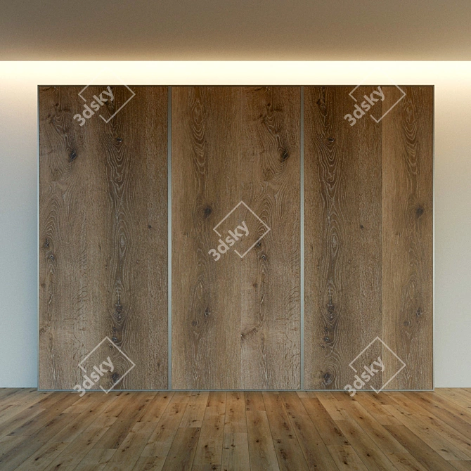 Elegant Wood 3D Wall Panel 3D model image 3