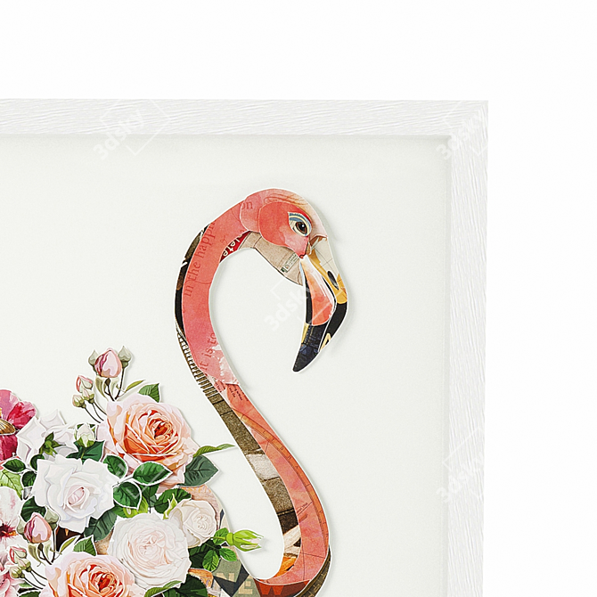 Tropical Flamingo Picture Frame 3D model image 2