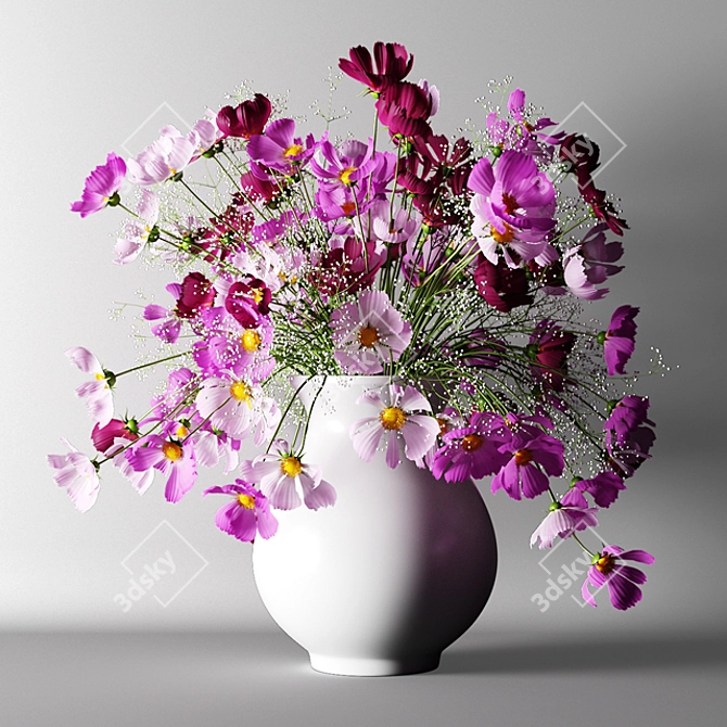 Pink Blossom Bouquet 3D model image 2