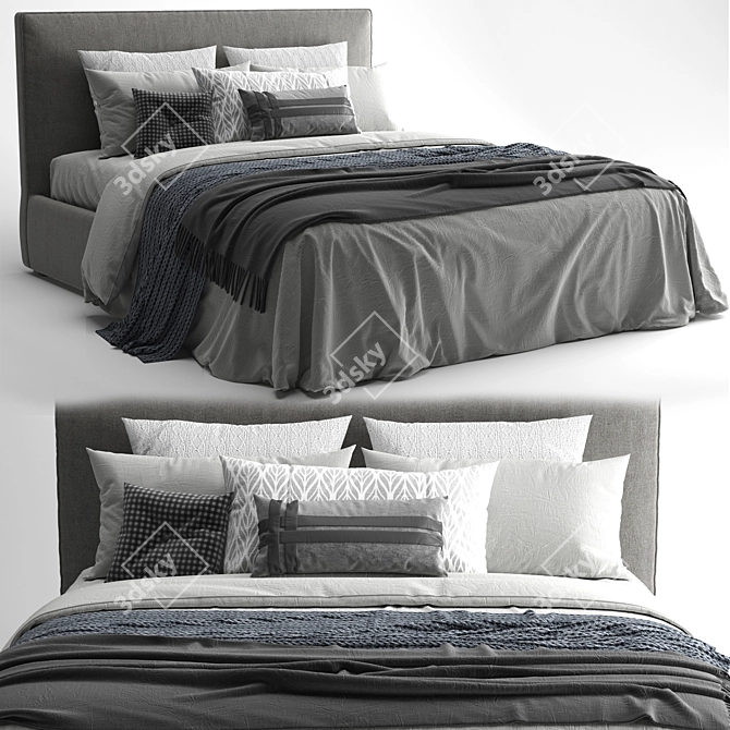 Meridiani Stone Plus: Modern Bed Design 3D model image 1