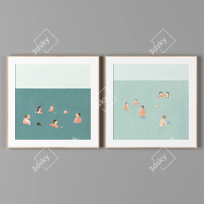 Wooden Frame Collection: 2 Frames, 640x640mm 3D model image 1