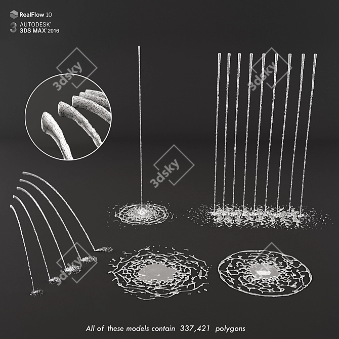 TurboSmooth Collection: High-Quality Light Fountains 3D model image 1