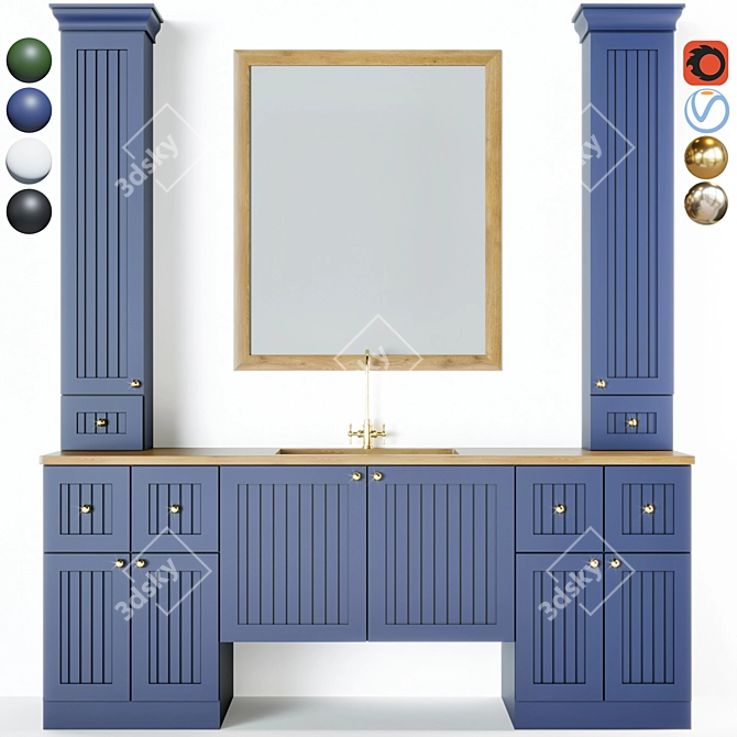 Elegant Bathroom Furniture Set 3D model image 1