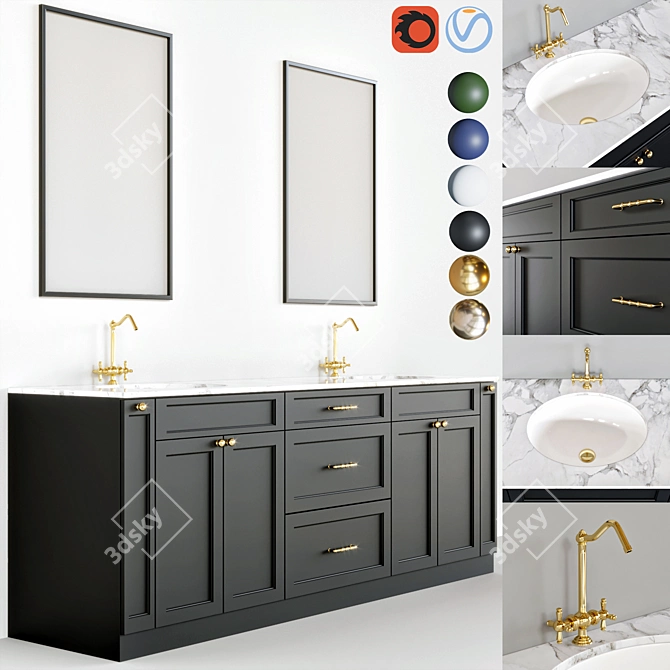 Modern Bathroom Furniture Set 3D model image 1