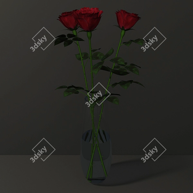 Elegant Rose Bouquet 3D model image 2