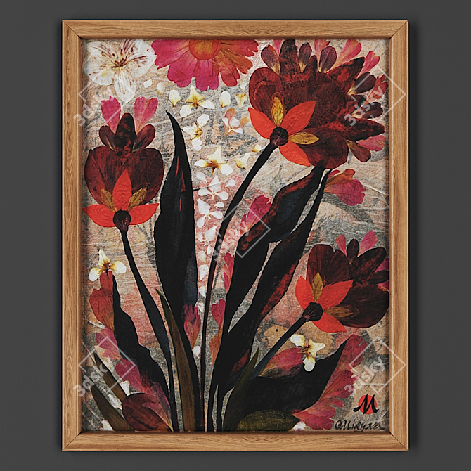 Floral Appliqué Dual Layer Picture Frame 3D model image 1