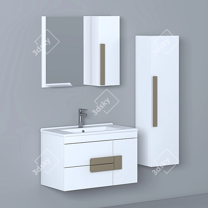 Troy 85 cm Bathroom Furniture Set 3D model image 1