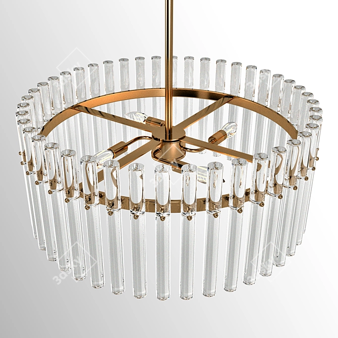 Elegant 4-Light Brass Pendant Chandelier 3D model image 3