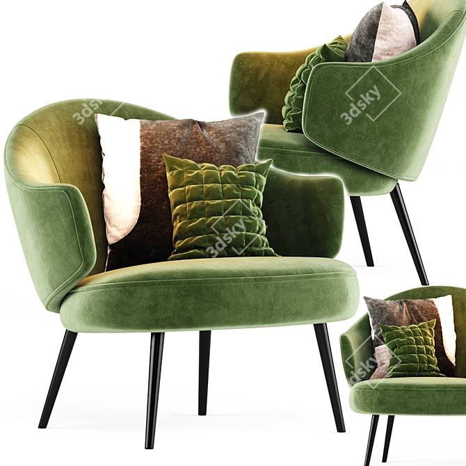 Elegant Charlotte Armchair 3D model image 1