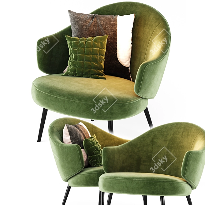 Elegant Charlotte Armchair 3D model image 2