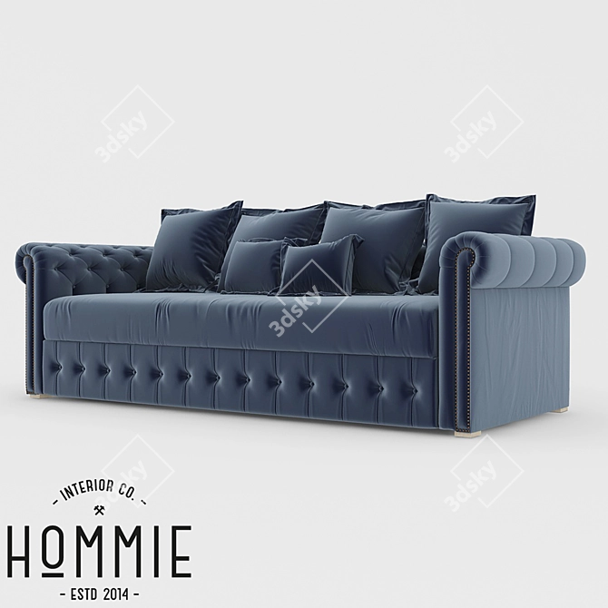 Luxurious Chesterfield Sofa Bed 3D model image 1