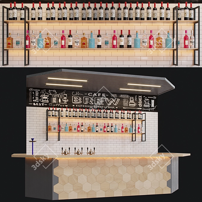 Stylish Modern Bar 3D model image 1