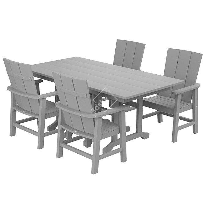 Elegant Pottsville 7-Piece Dining Set 3D model image 1