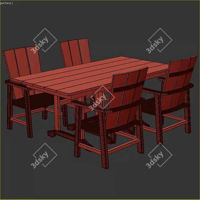 Elegant Pottsville 7-Piece Dining Set 3D model image 3