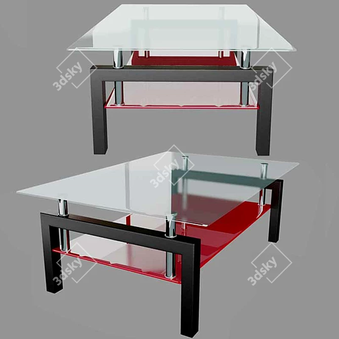 Sleek Glass and Chrome Table 3D model image 2