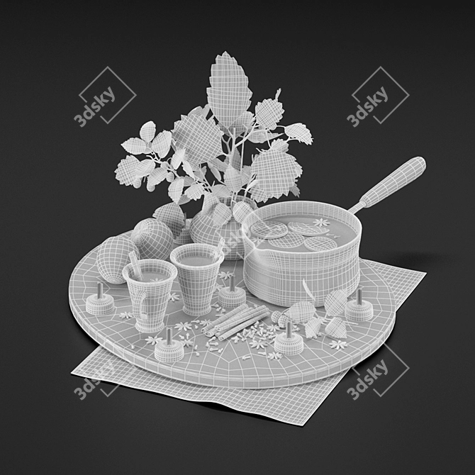 Festive Mulled Wine Set 3D model image 3