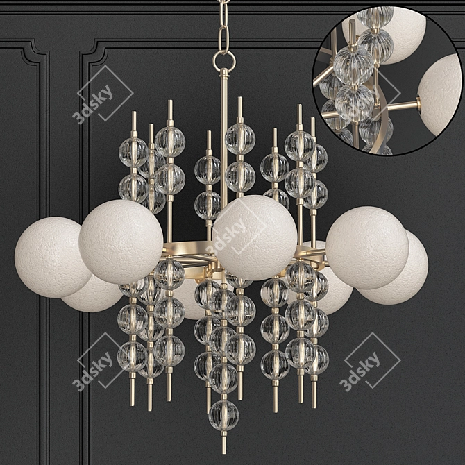 Elegant Glass and Brass Chandelier 3D model image 1