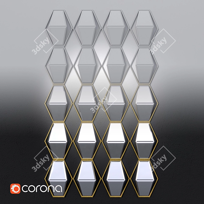 Elegant Reflective Accent: Jillian Mirrored Wall Decor 3D model image 3