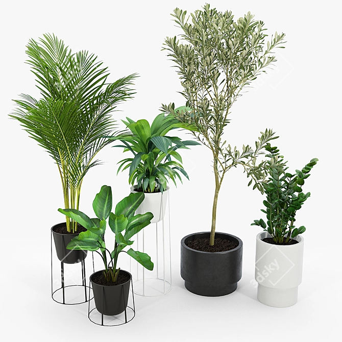 Modern Tower Plant Pots 3D model image 2