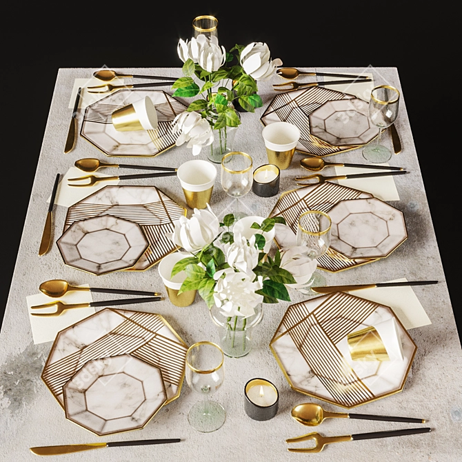 Sleek Dining Tableware Set 3D model image 1