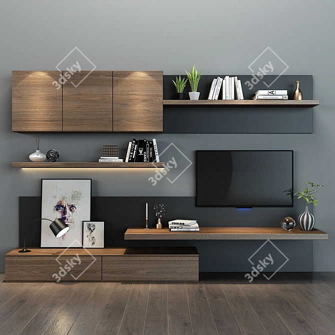 Minimalist TV Shelf 45 3D model image 1