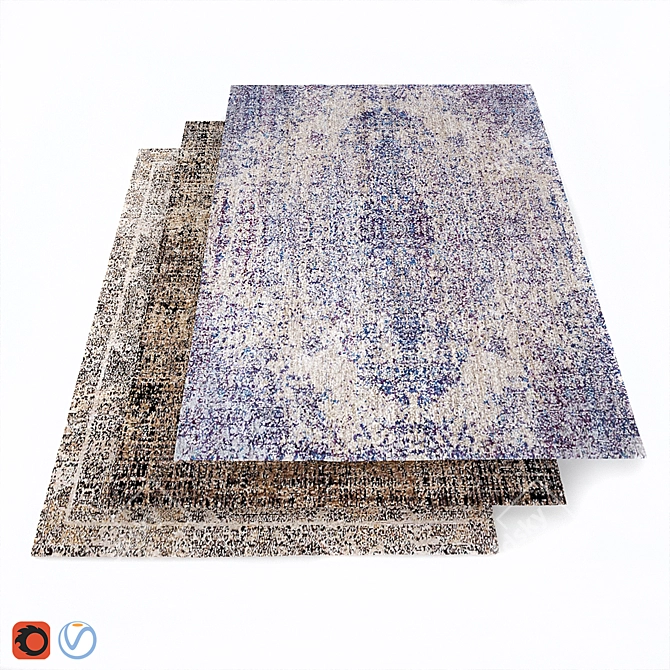 Luxurious Silk & Wool Blend Nepalese Carpet 3D model image 1