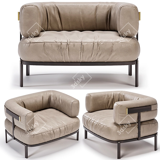 Refined Baxter Belt Armchair: Stylish, Comfortable, and Contemporary 3D model image 2