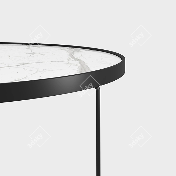 Contemporary Marble Metal Coffee Table 3D model image 2