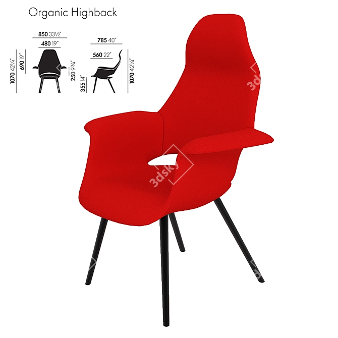 Elevate Your Comfort: VITRA Organic Highback 3D model image 1