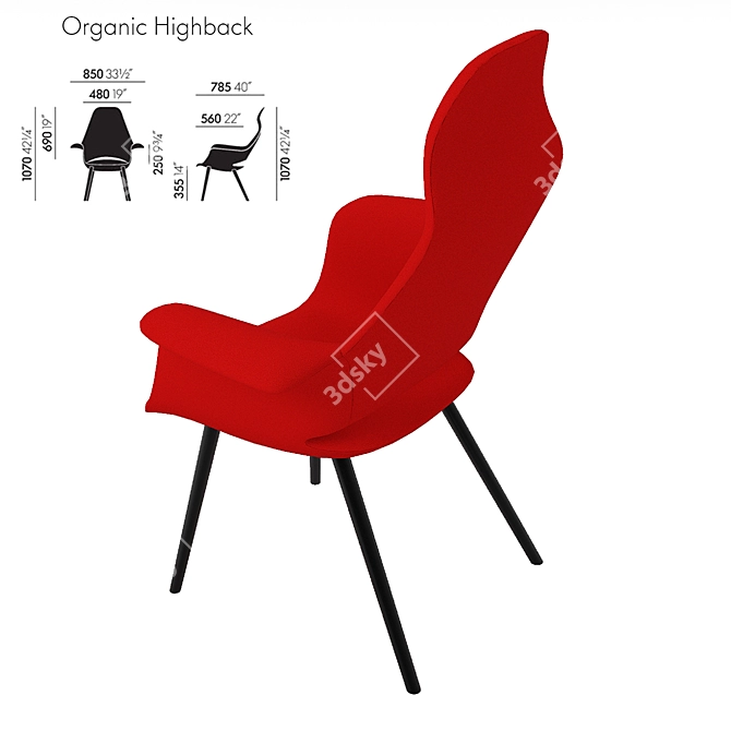 Elevate Your Comfort: VITRA Organic Highback 3D model image 2