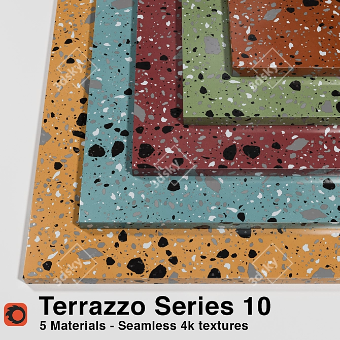 Seamless Terrazzo Materials: Series 10 3D model image 1