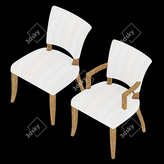 GUTSUL Chair: Authentic Ukrainian Craftsmanship 3D model image 2