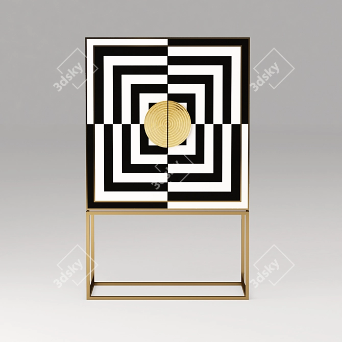 Sleek Op Art Bar Cabinet 3D model image 1