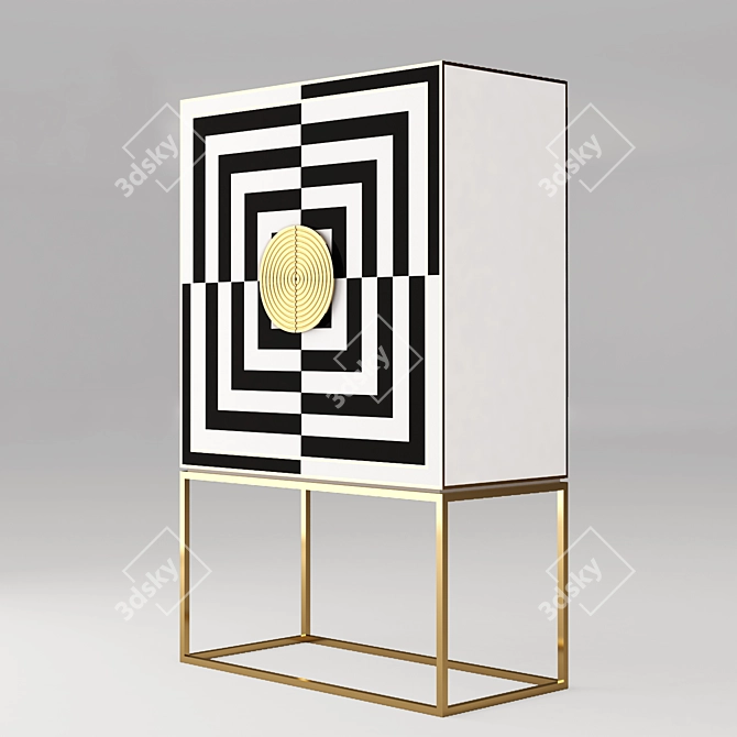 Sleek Op Art Bar Cabinet 3D model image 2