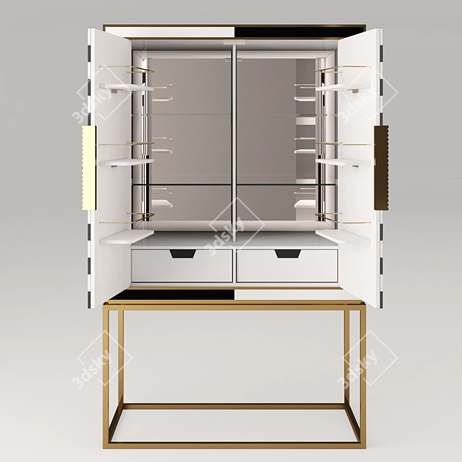 Sleek Op Art Bar Cabinet 3D model image 3