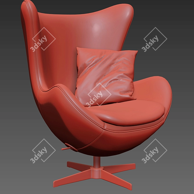 Modern Egg Shaped Armchair 3D model image 3