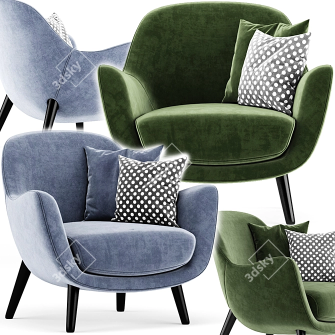 Poliform Mad Queen Armchair: Timeless Elegance 3D model image 1