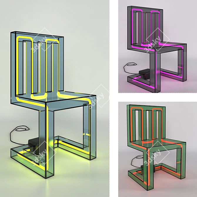 Modern LED Chair 3D model image 1