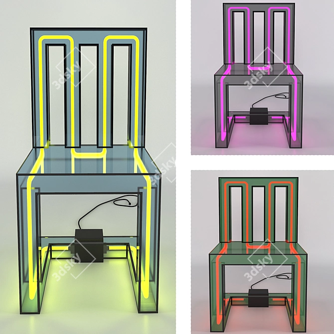 Modern LED Chair 3D model image 2