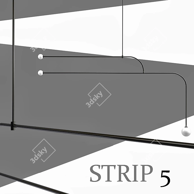 Sleek Strip 5 Pendant Light 3D model image 1