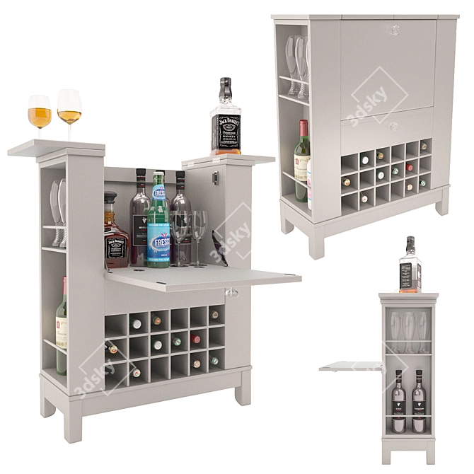 Title: Versatile Liquor Cart with Open and Close Bottles 3D model image 1