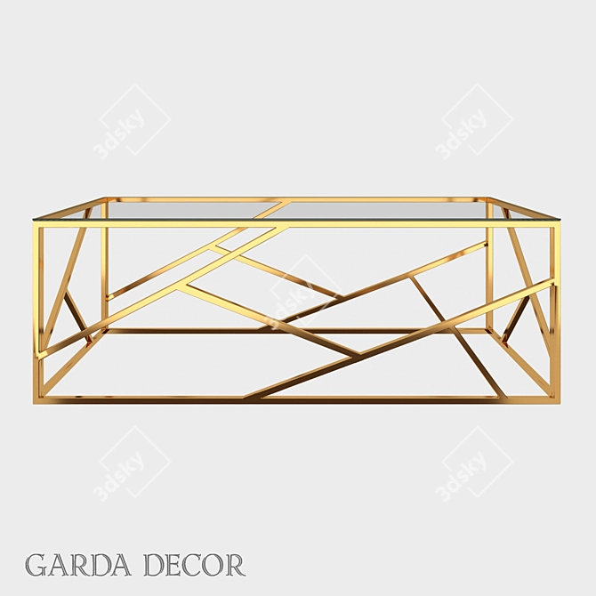 Golden Glass Coffee Table with Stainless Steel Base 3D model image 1