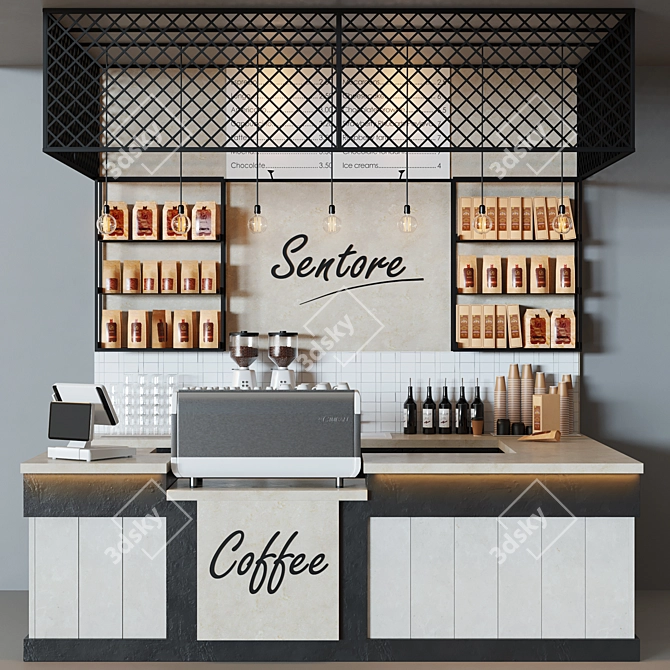 Sintore Cafe: Illuminated and Grouped 3D Model 3D model image 1